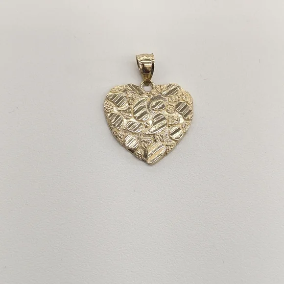 10kt Real Gold Heart Nugget Pendant
